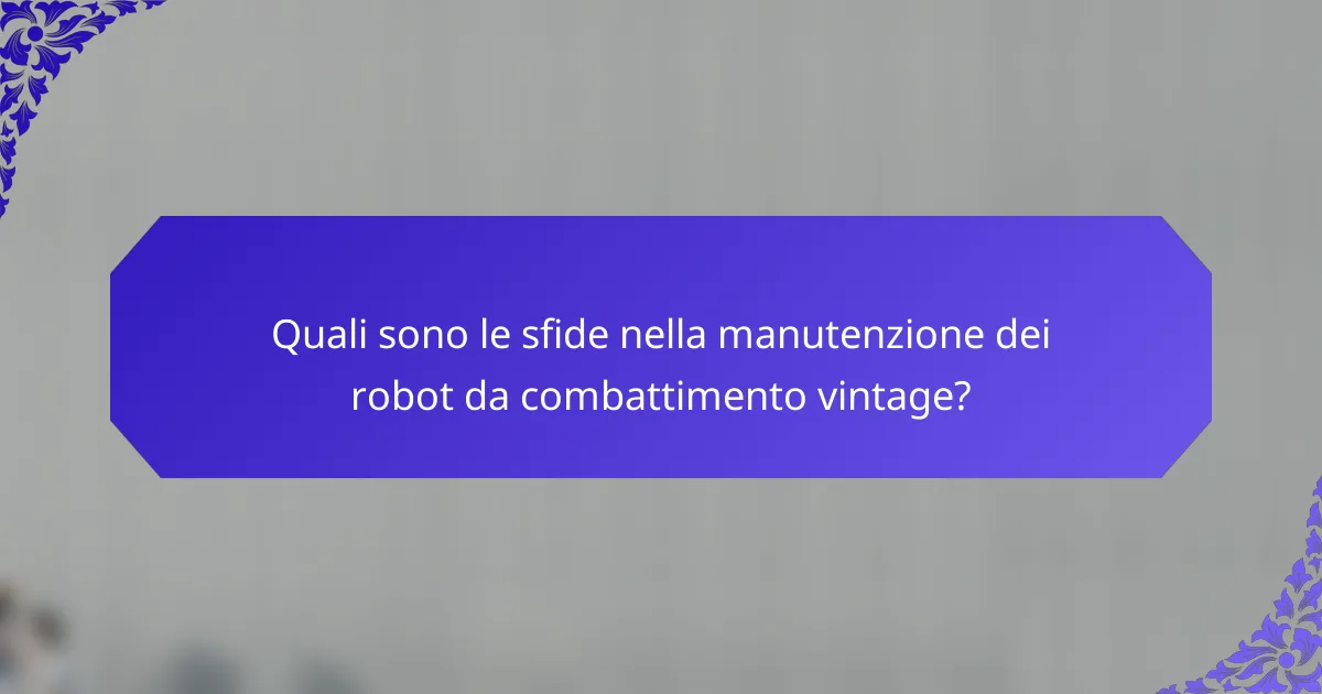 Quali sono le sfide nella manutenzione dei robot da combattimento vintage?